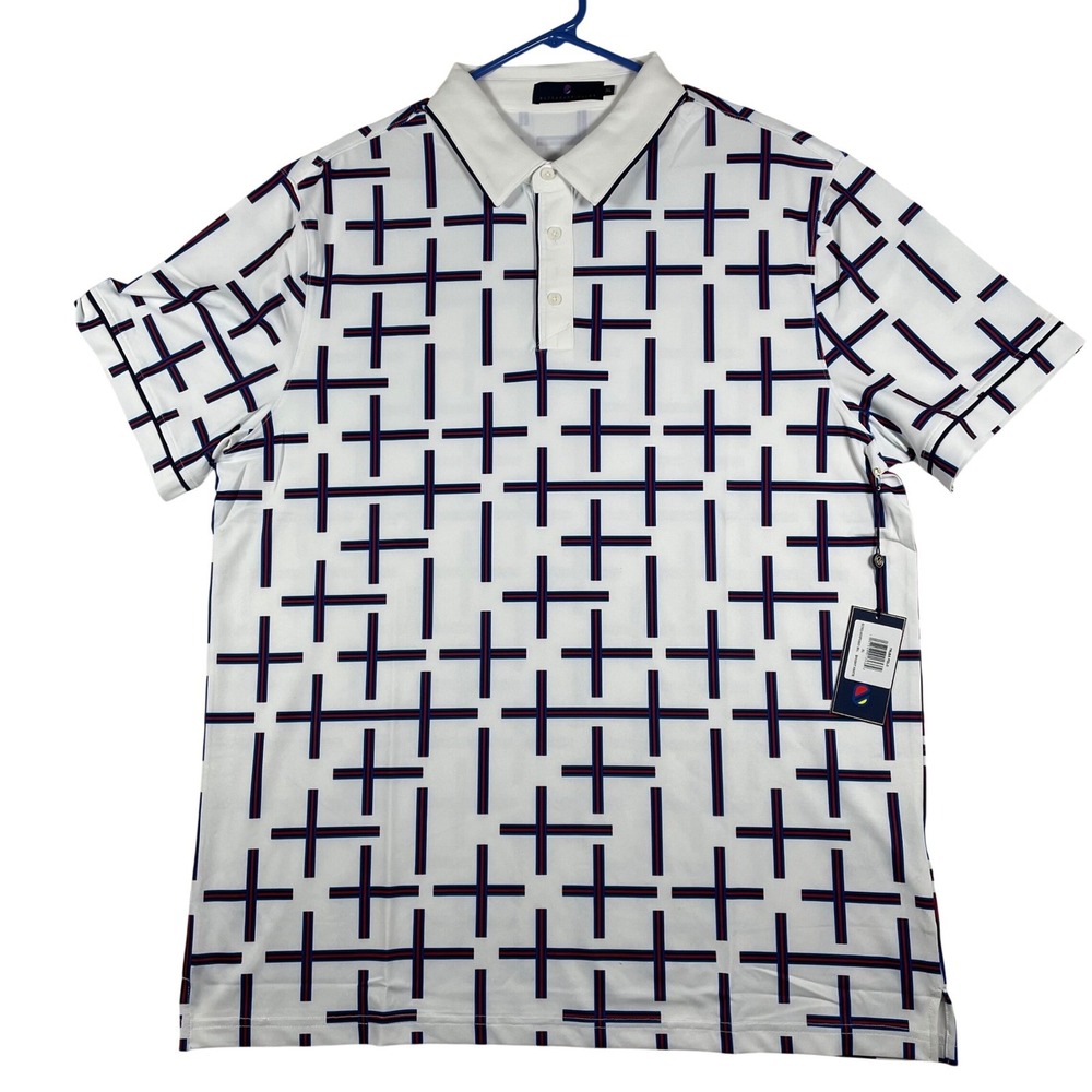 Extracurricular Mens Truss Polo Shirt XL Bright White Geometric Golf